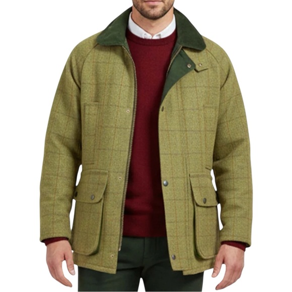 Game Technical Apparel Padded Derby Tweed Green Wool Countrywear Jacket Coat - Picture 14 of 16